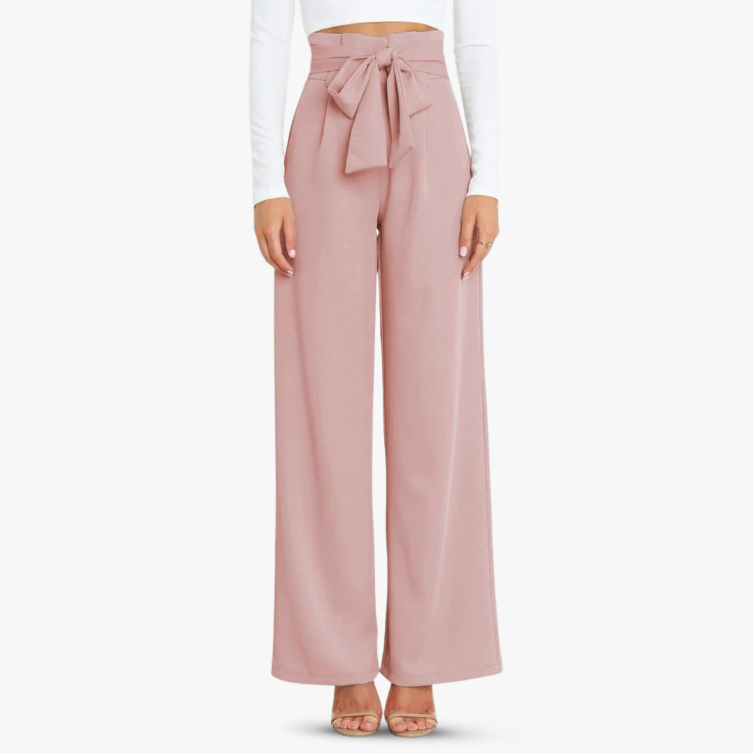CD | Pantaloni largi din material textil pentru femei cu curea cu cravată