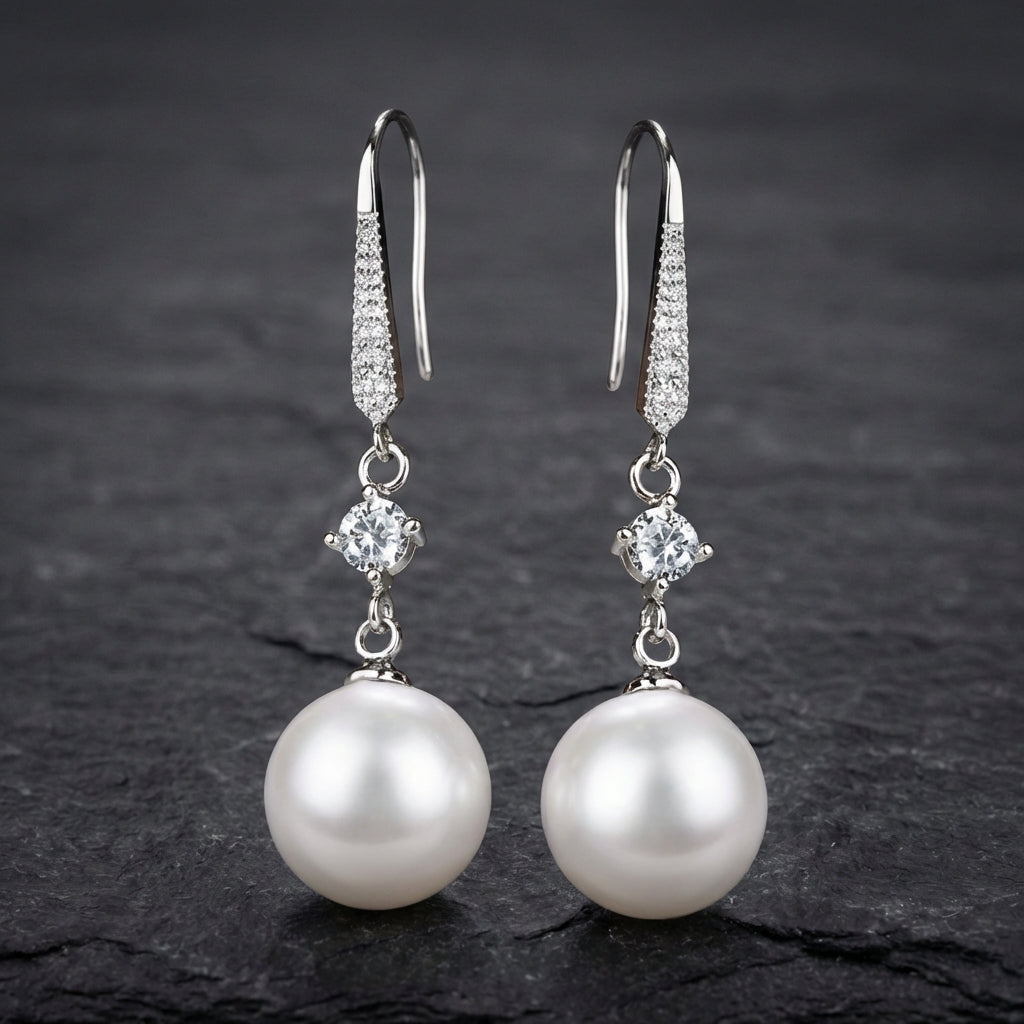 Luxury Zircon Pearl Silver Earrings