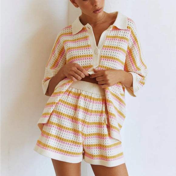 CD | Trend - Top cu mânecă scurtă cu pantaloni asortați - Perfect pentru zilele călduroase