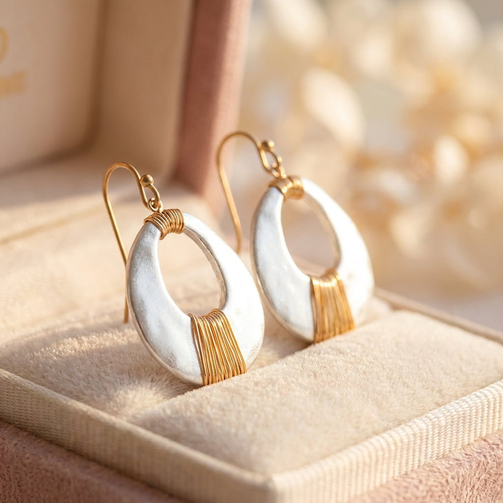 Minimalist White Copper Earrings