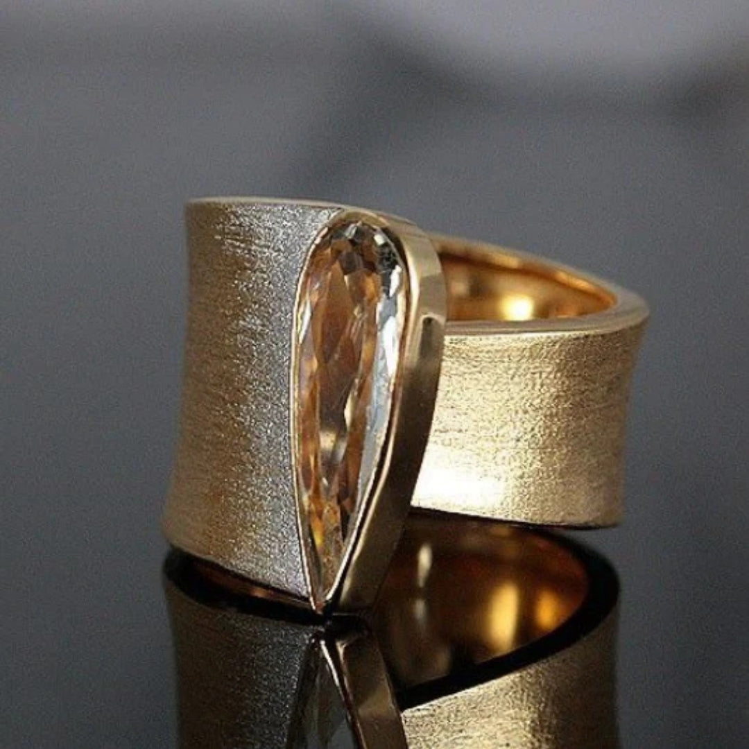 Orange Crystal Drop Ring