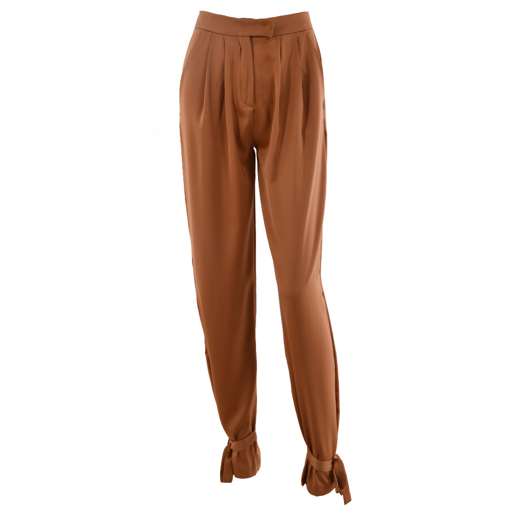 CD | Pantaloni casual de damă cu picior lat și arc