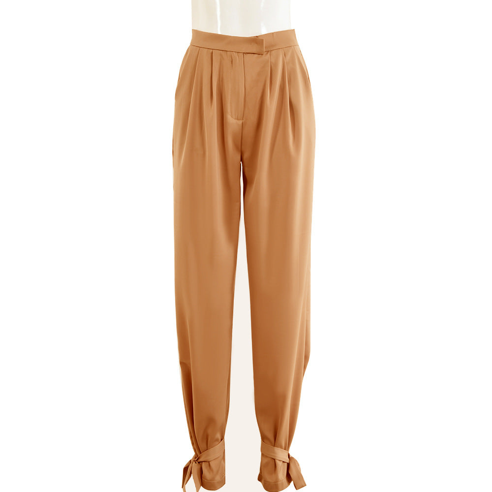 CD | Pantaloni casual de damă cu picior lat și arc