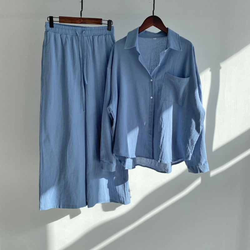 CD | Cămașă și pantaloni cu talie înaltă din bumbac și in