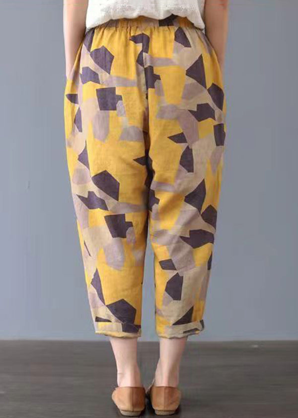 Style Black Printed Cotton Cropped Pants Summer