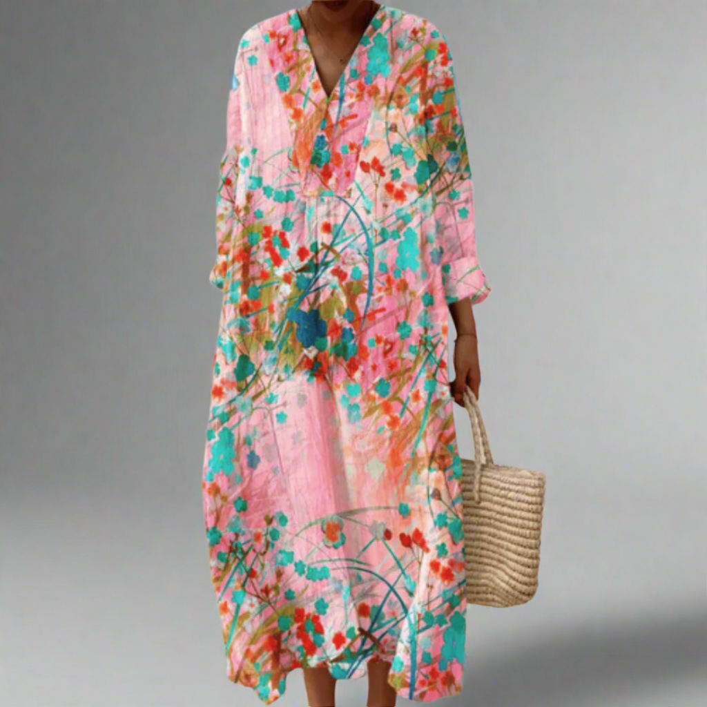 CD | Rochie cu flux floral blush moale
