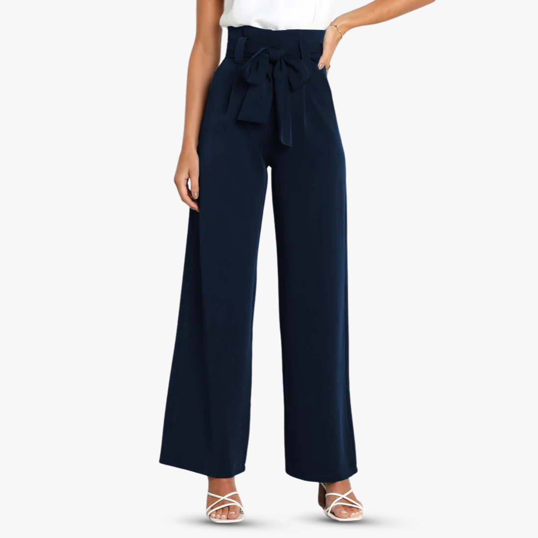 CD | Pantaloni largi din material textil pentru femei cu curea cu cravată