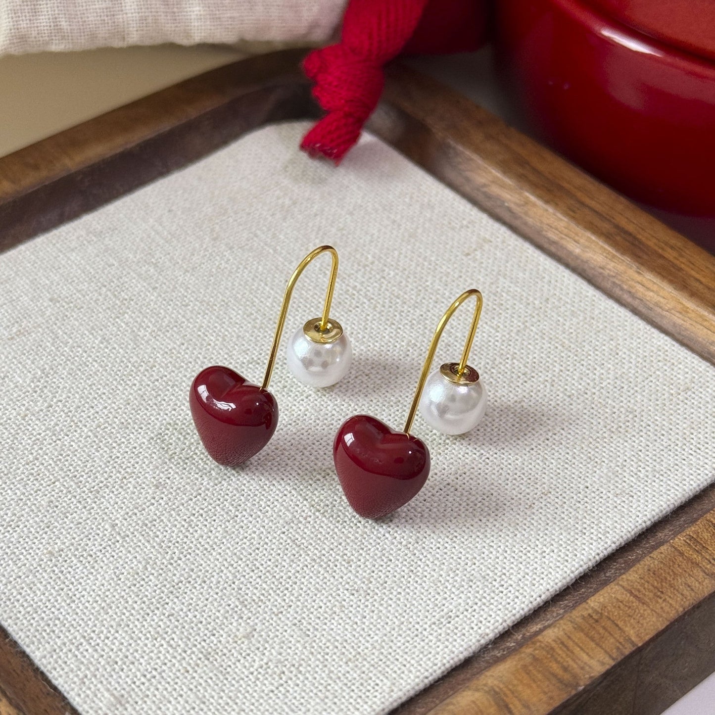 Romantic Pearl Heart Earrings