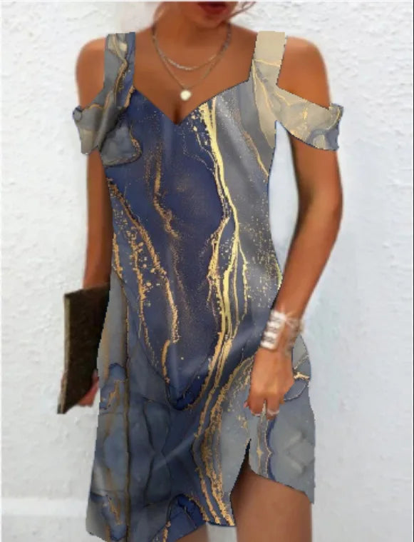 CD | Fashion Party Dress pentru femei Vara Elegant Floral imprimate Vintage rochie Casual Lady A-Line rochie