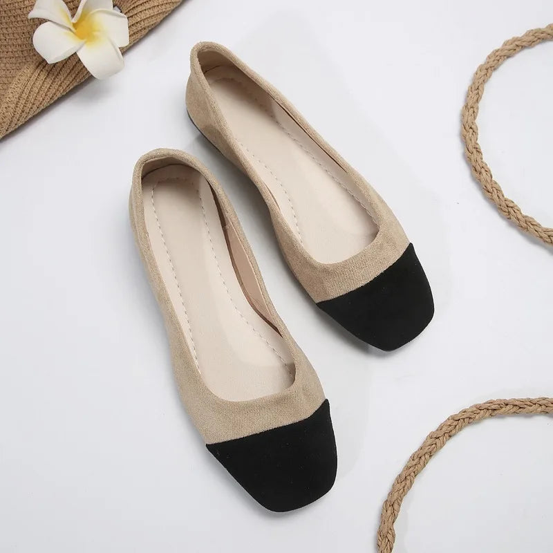 CD | Două colorate pătrat Toe balet Flats pentru femei