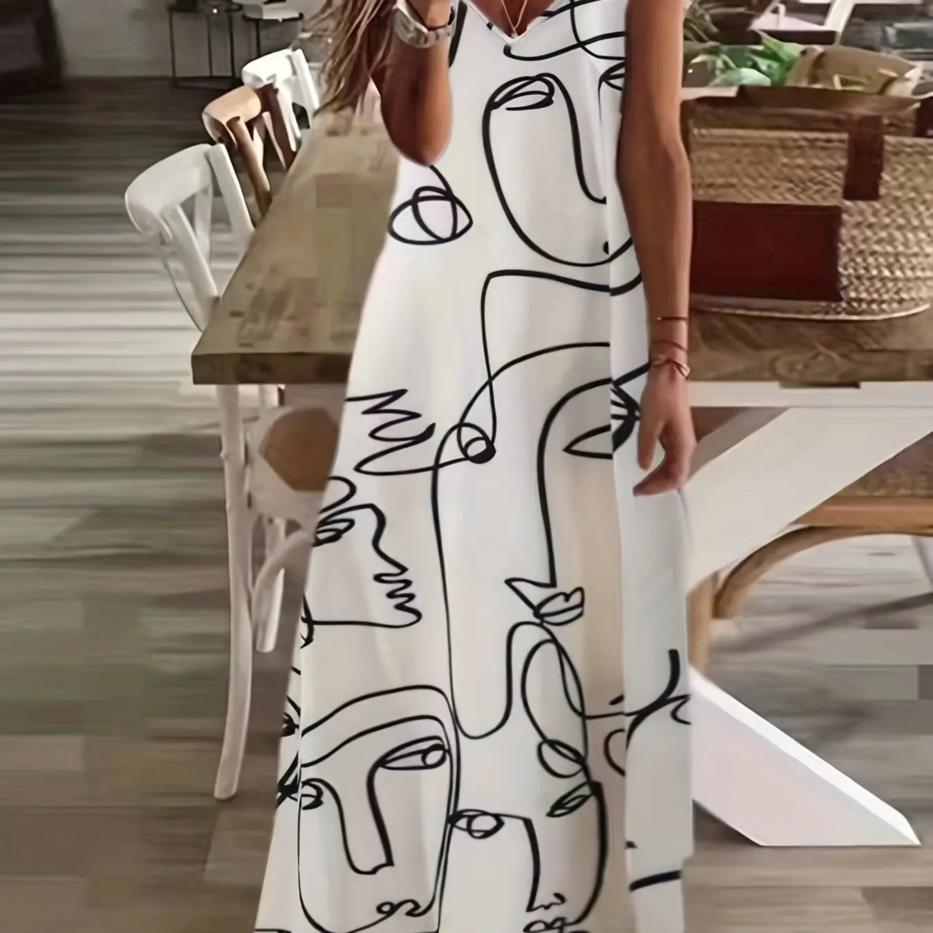 CD | doamnelor maxi rochie retro tribale imprimare doamnelor vrac o linie maxi rochie petrecere strada moda casual rochie lungă pentru femei