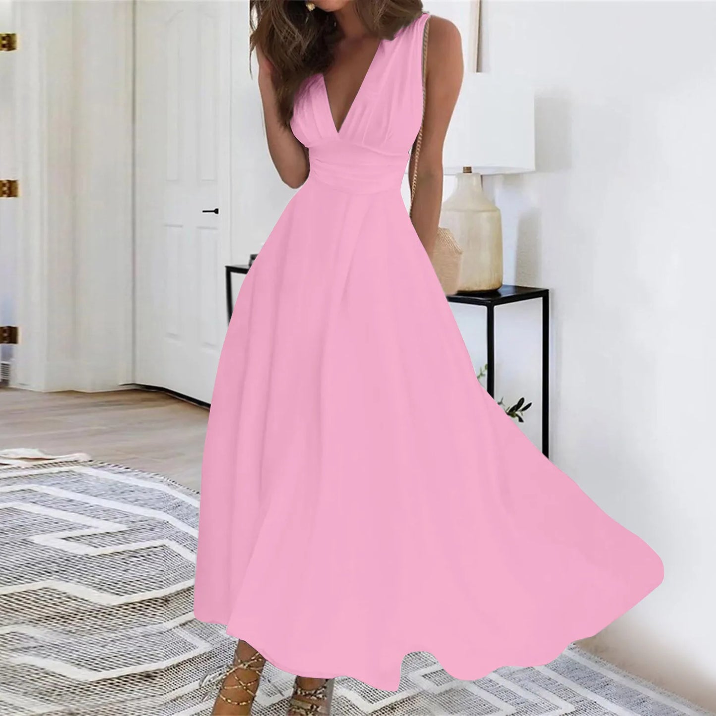 CD | Femei Casual rochie Swing rochie o linie rochie florale moda Streetwear în aer liber Daily Data imprimare fără mâneci V gât rochie