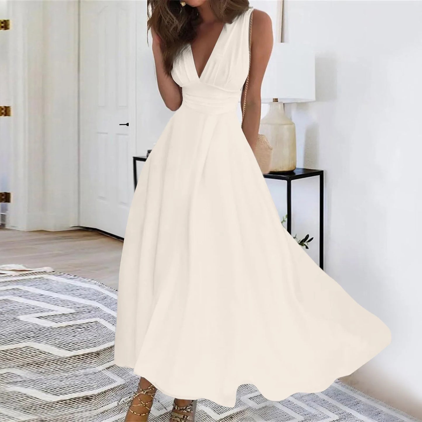 CD | Femei Casual rochie Swing rochie o linie rochie florale moda Streetwear în aer liber Daily Data imprimare fără mâneci V gât rochie