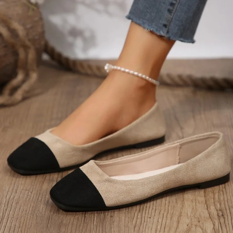 CD | Două colorate pătrat Toe balet Flats pentru femei