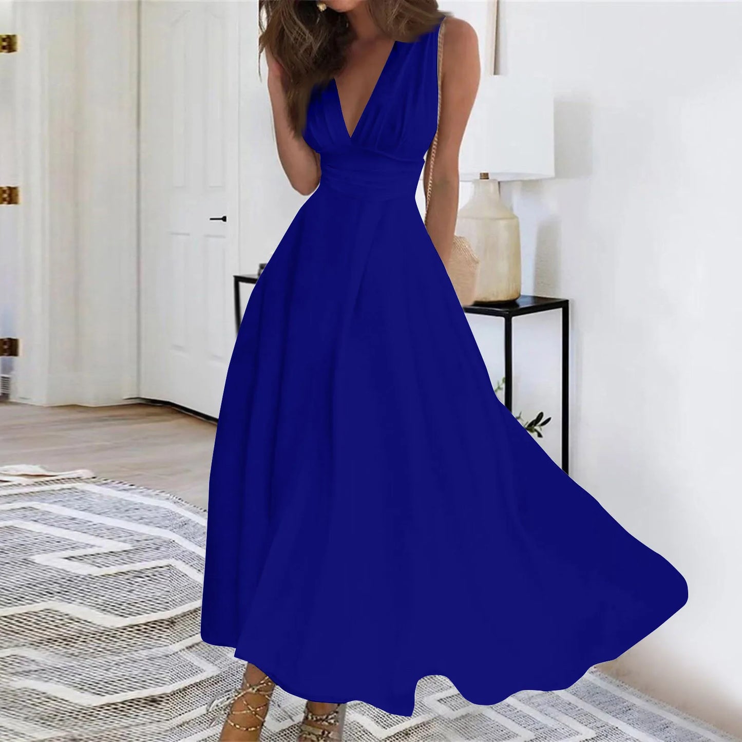 CD | Femei Casual rochie Swing rochie o linie rochie florale moda Streetwear în aer liber Daily Data imprimare fără mâneci V gât rochie