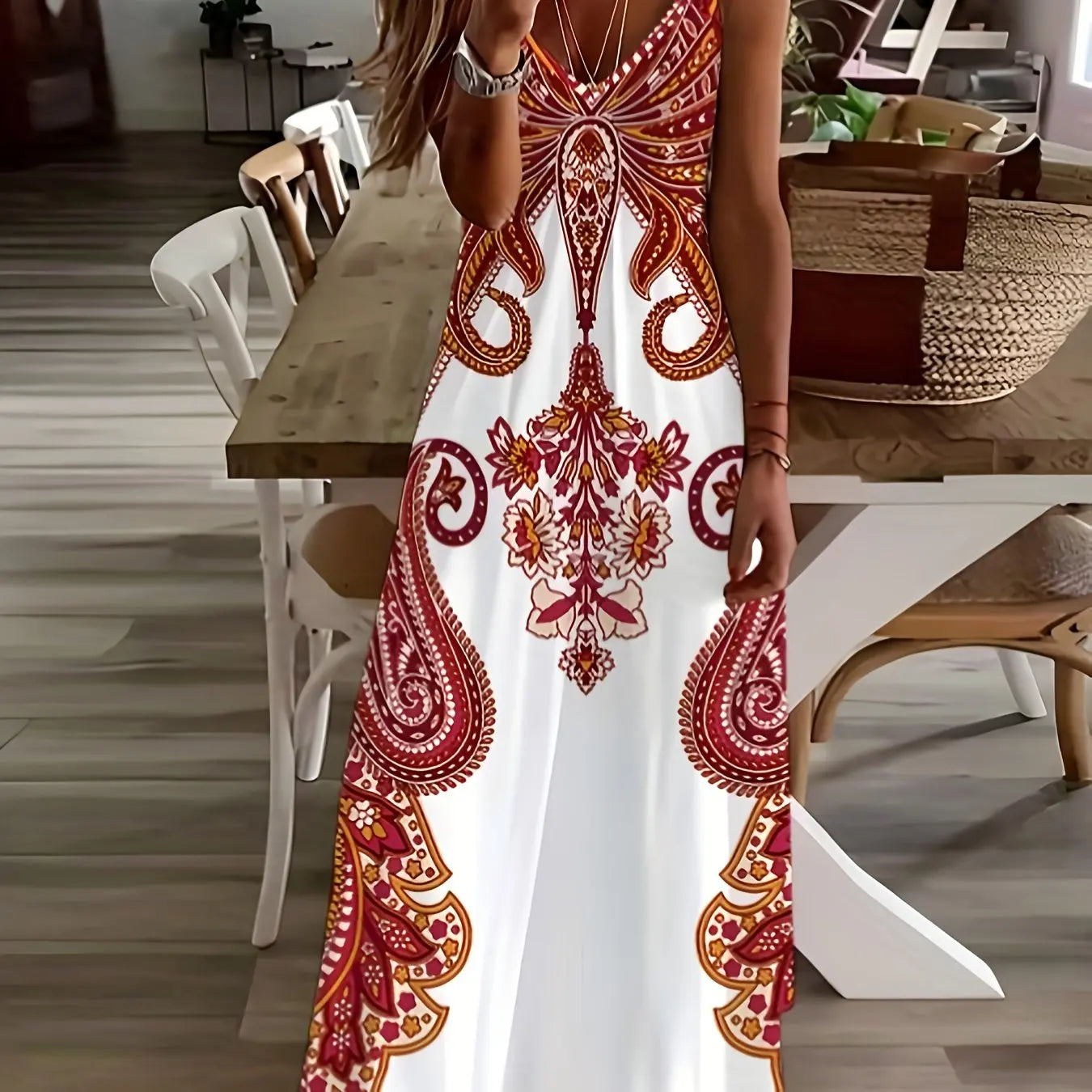 CD | doamnelor maxi rochie retro tribale imprimare doamnelor vrac o linie maxi rochie petrecere strada moda casual rochie lungă pentru femei