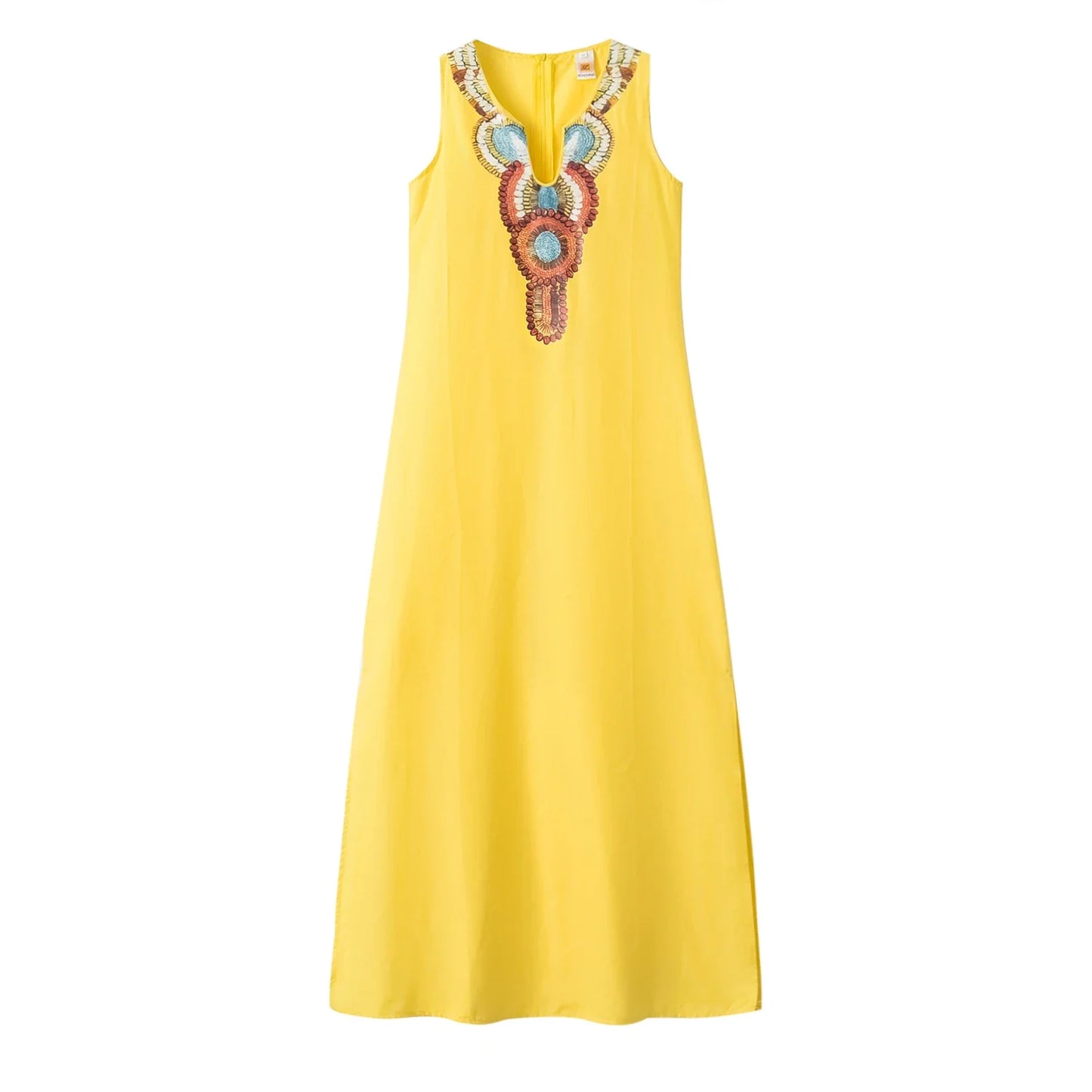 CD | femei noi casual vrac bumbac cânepă boem sexy fără mâneci adânc v-neck parte split rochie