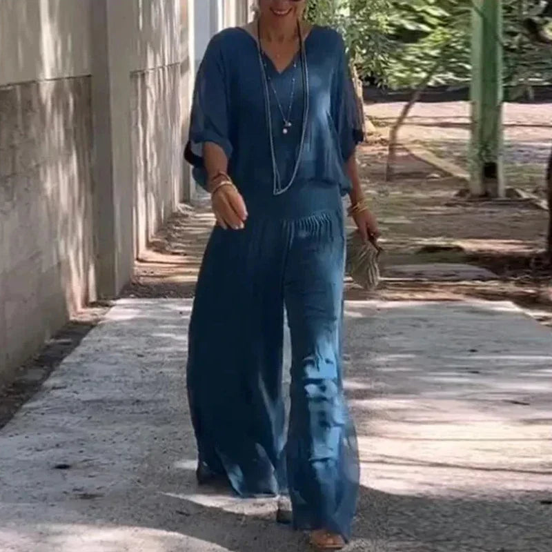 CD | Elegant sifon top cu pantaloni set din două piese