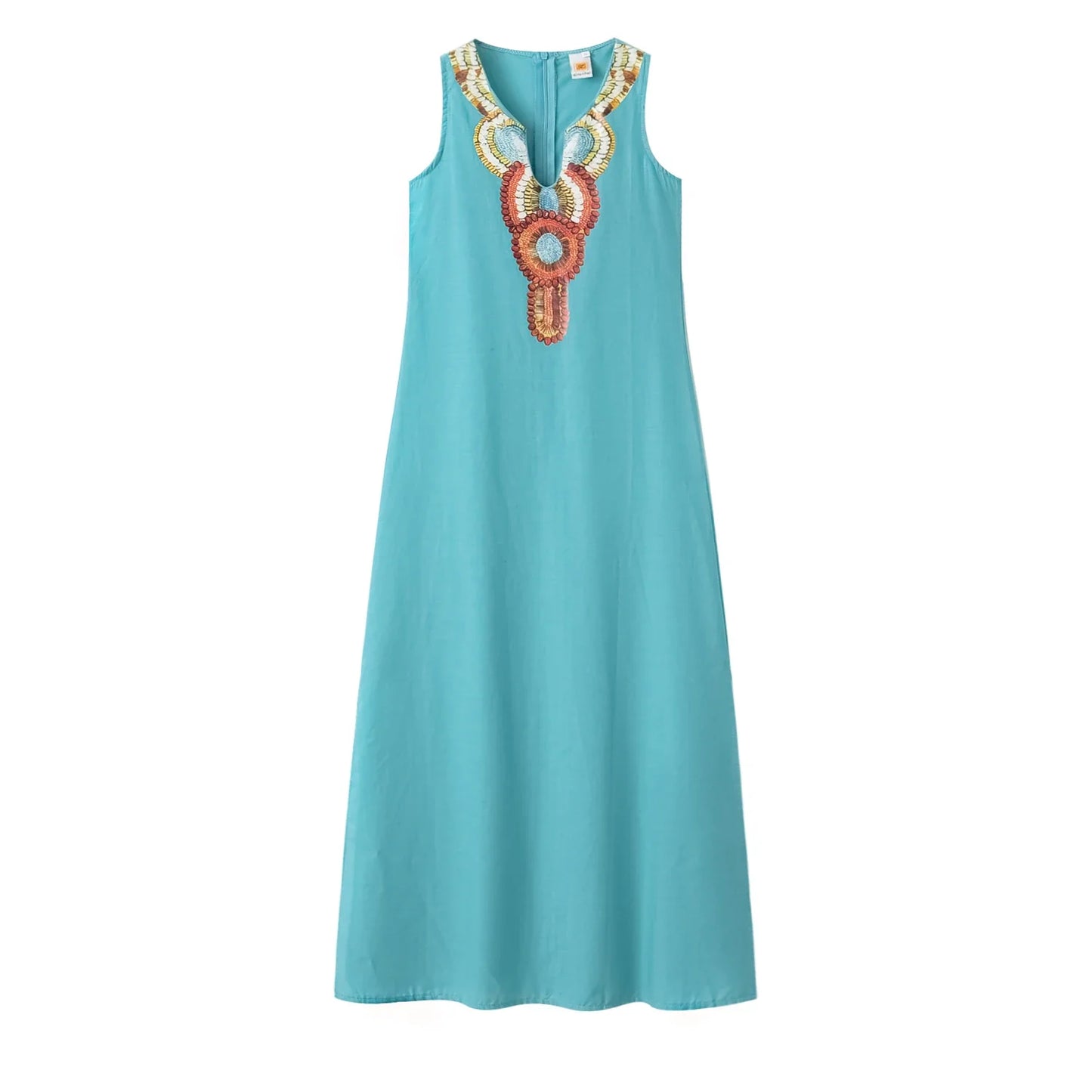 CD | femei noi casual vrac bumbac cânepă boem sexy fără mâneci adânc v-neck parte split rochie