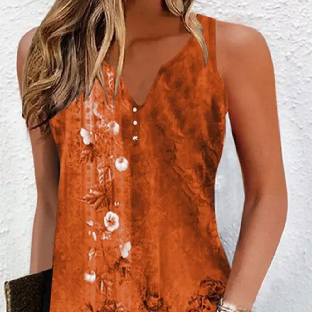 CD | Femei de vară Floral plaja Tank rochie Ladies Holiday buton Casual Sundress