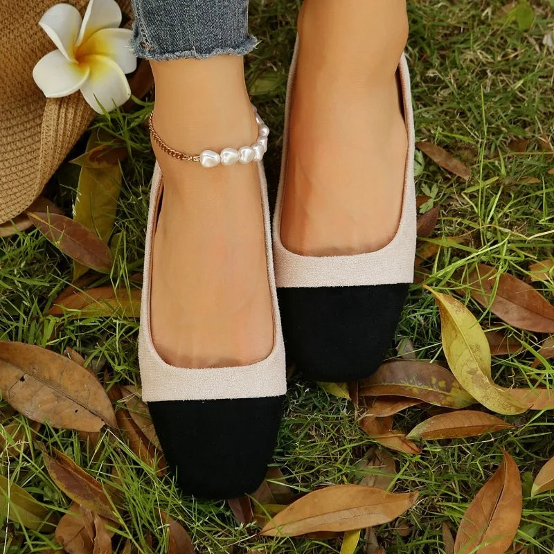 CD | Două colorate pătrat Toe balet Flats pentru femei