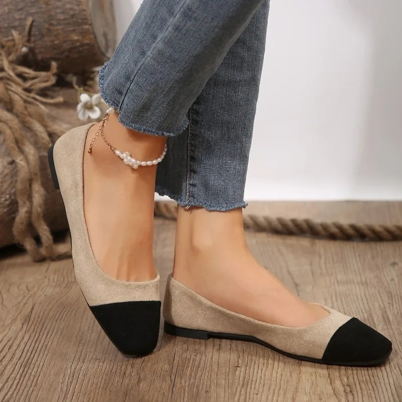 CD | Două colorate pătrat Toe balet Flats pentru femei