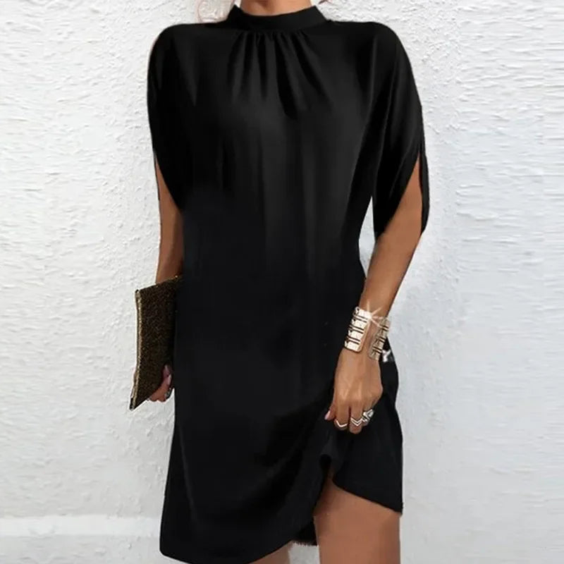 CD | femei fusta de vara moda casual vrac solid imprimare batwing mâneci rotund gât genunchi lungime rochie