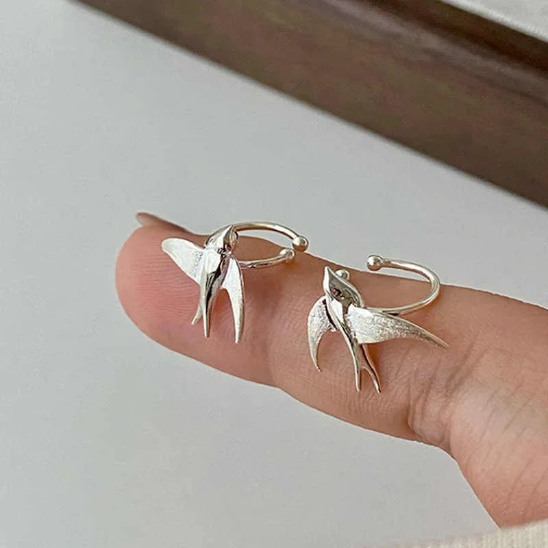 Silver Swallow Earrings