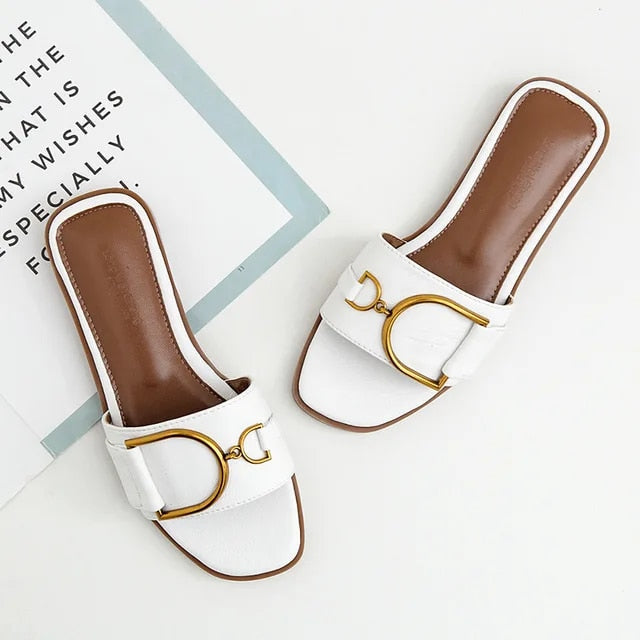 CD | Sandale slip-on elegante cu cataramă statement