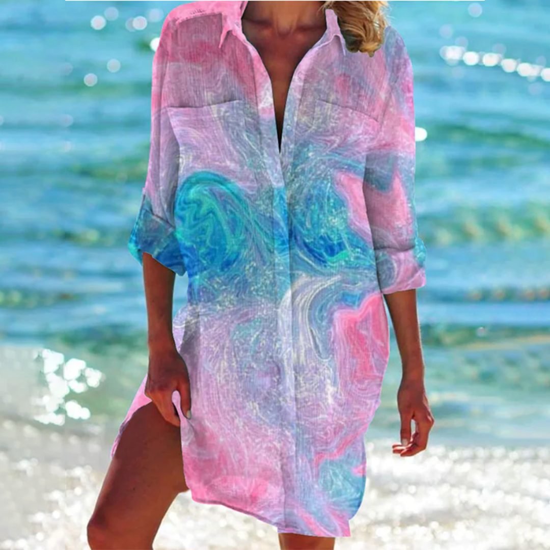 CD | Rochie midi colorată cu nasturi