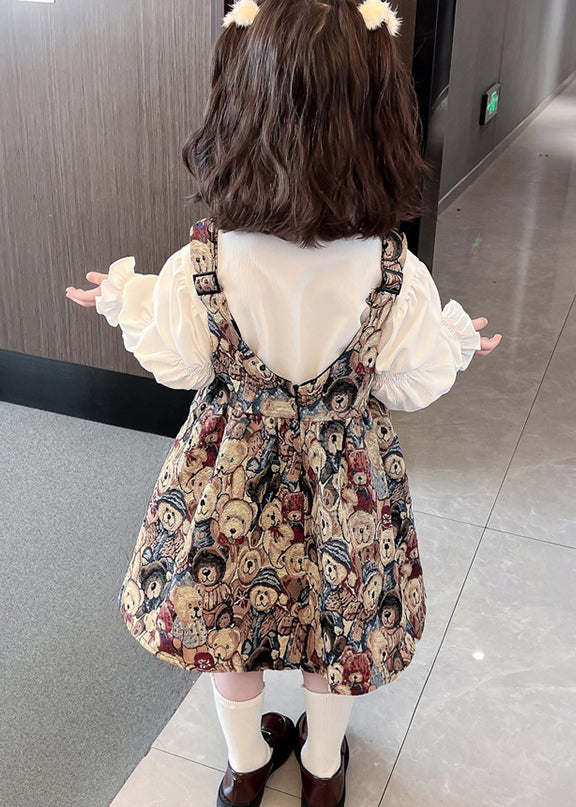 Unique Blue Tasseled Patchwork Cotton Kids Dresses Sets 2 Pieces Fall
