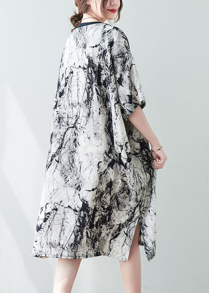 Oversized Ink and Wash Chiffon Mid Dress Summer
