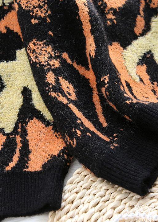 Spring Prints Sweaters Half High Neck Knit Blouse