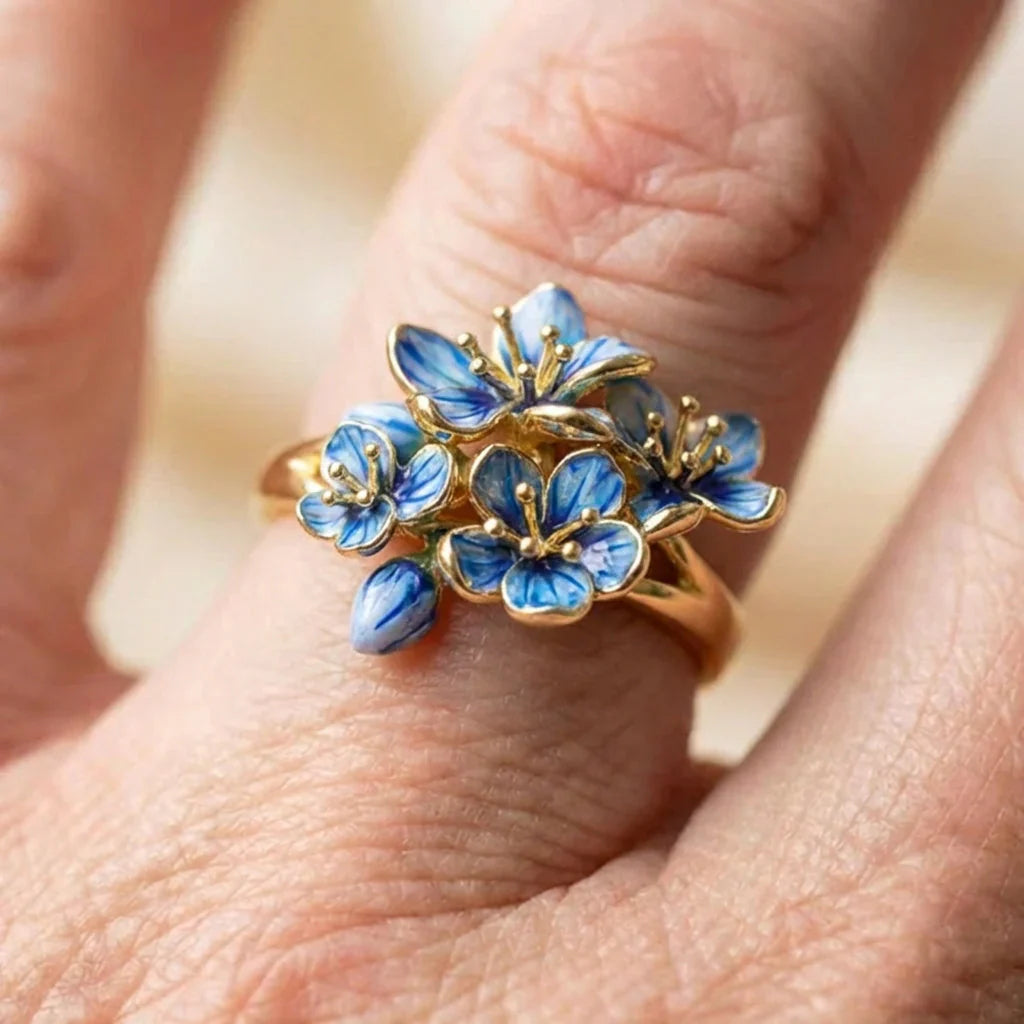 Vintage Blue Flower Ring