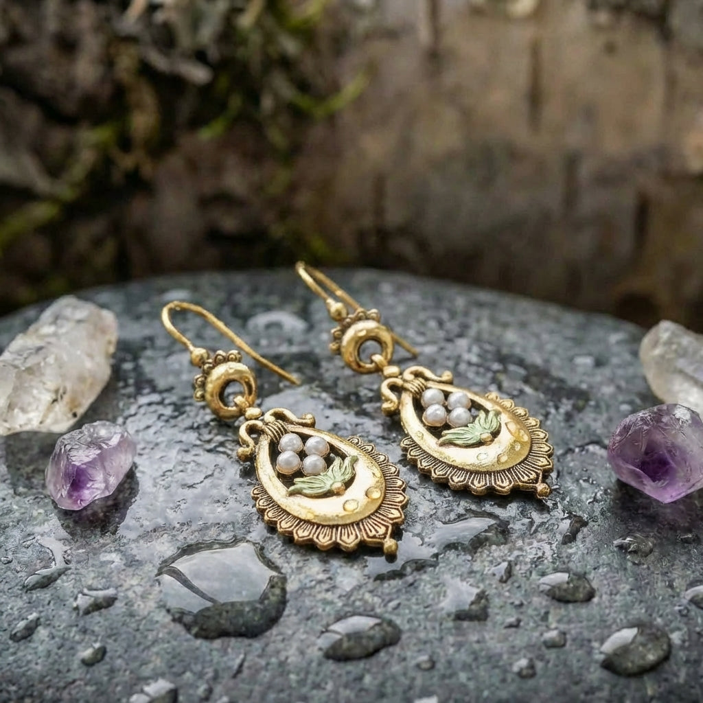 Vintage Bohemian Pearl Earrings
