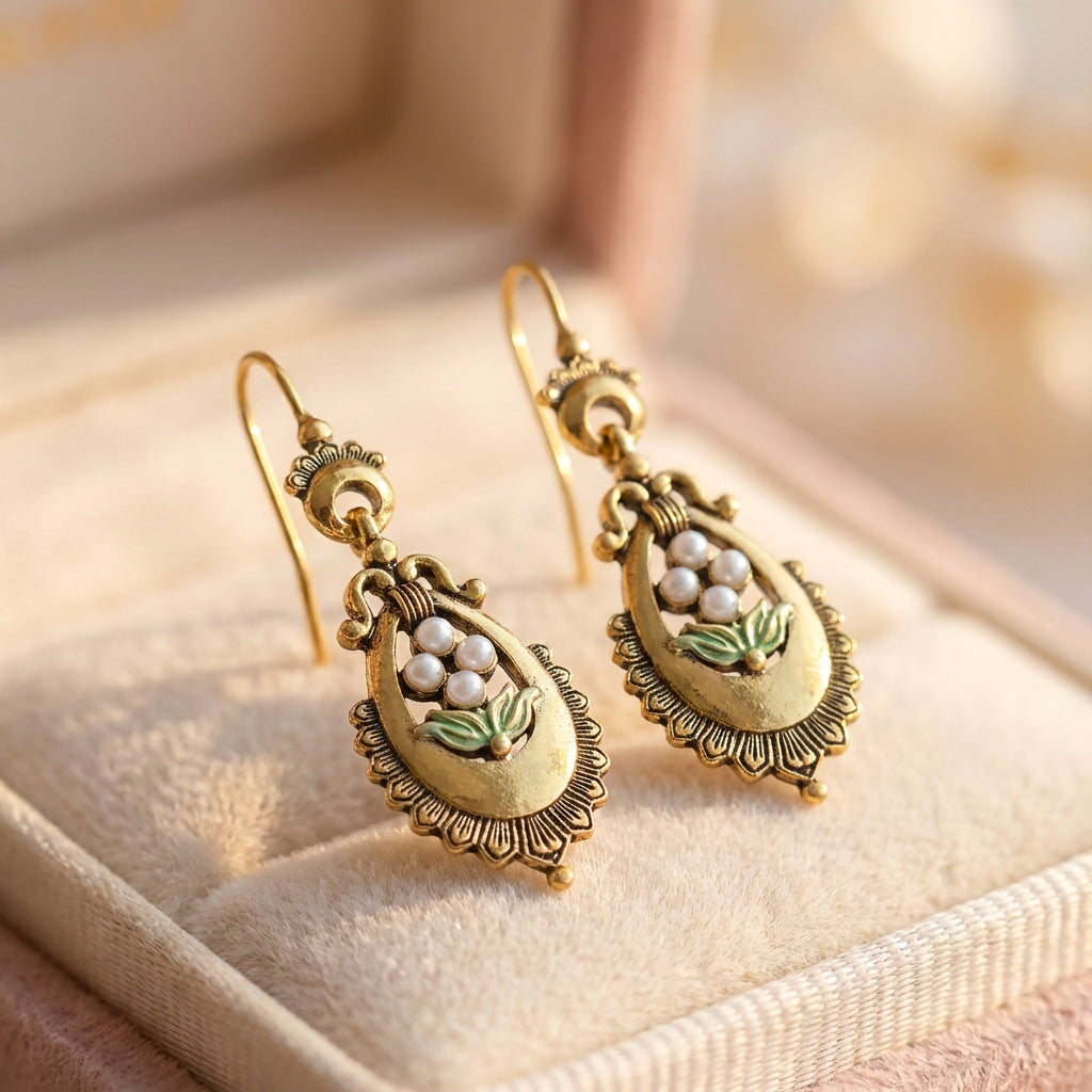 Vintage Bohemian Pearl Earrings