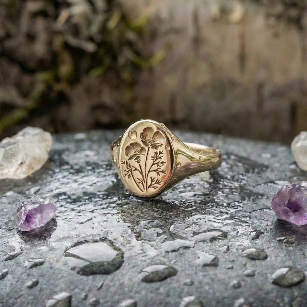 Vintage Botanical Signet Ring