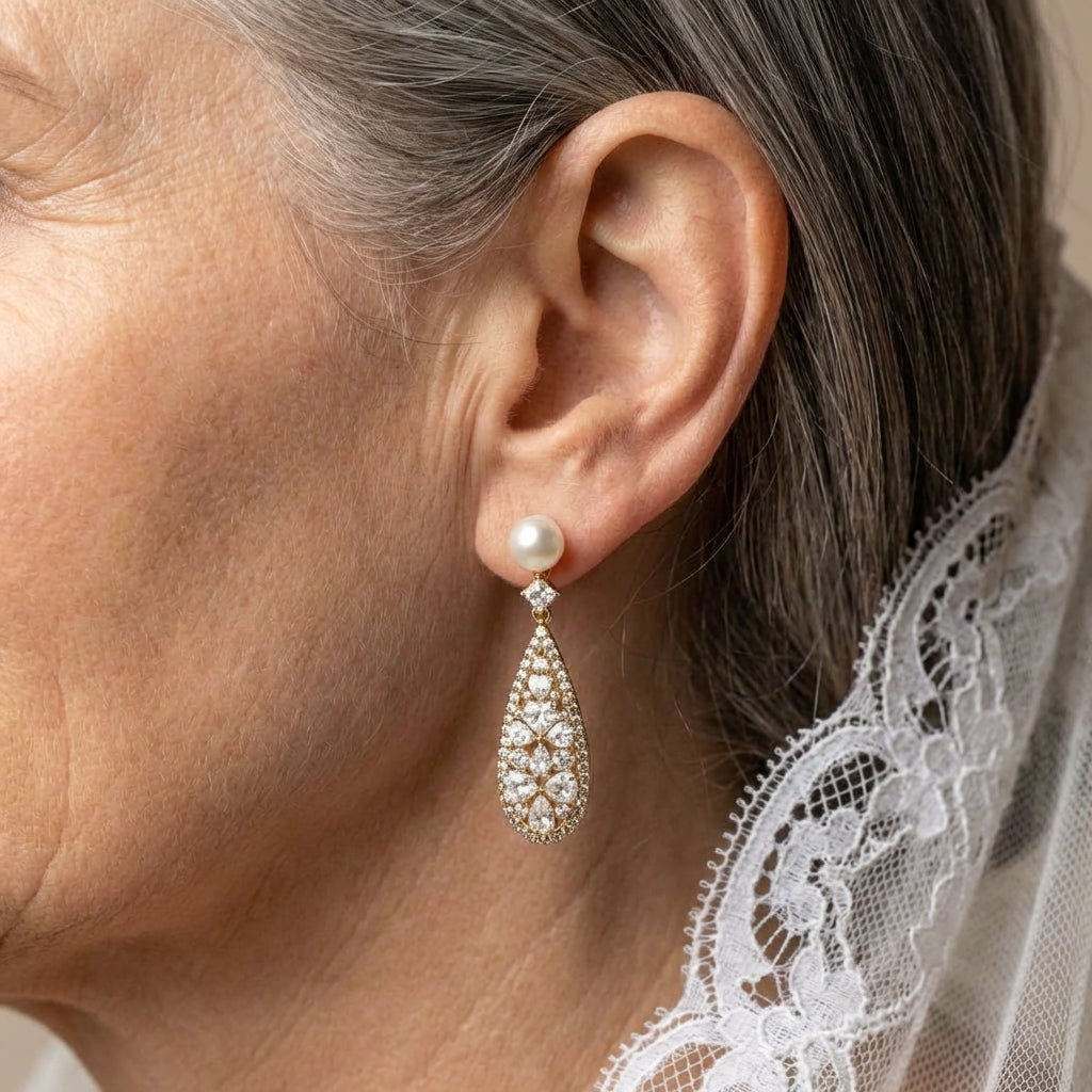 Vintage Bright & Pearl Earrings