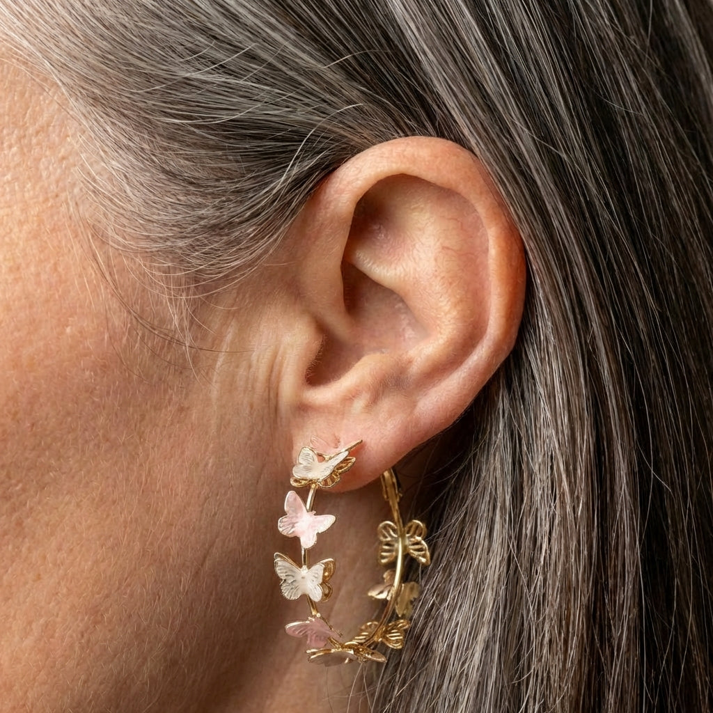 Butterflies Hoop Earrings
