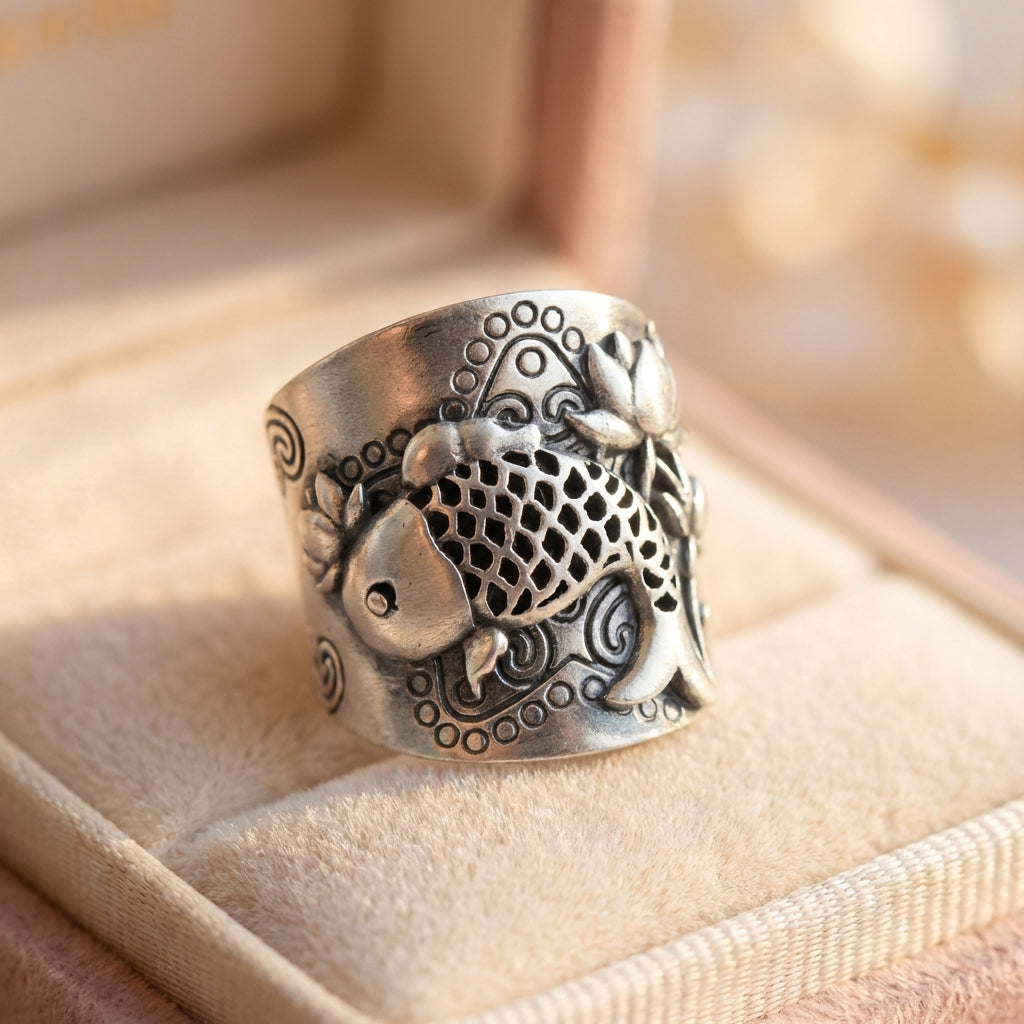 Vintage Carp Lotus Ring