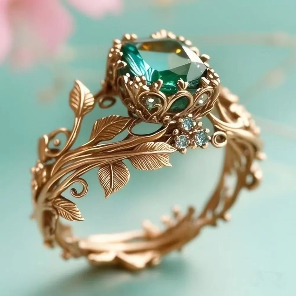 Vintage Emerald Leaf Ring