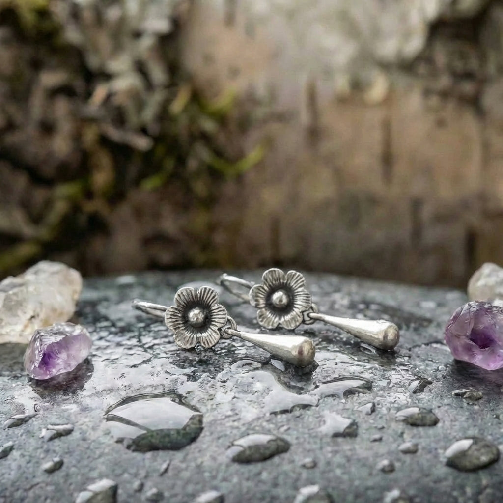 Vintage Flower Drop Earrings