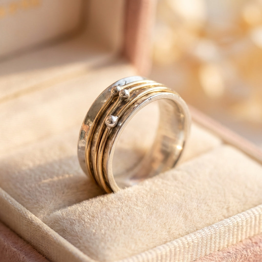 Vintage Gold Layered Silver Ring