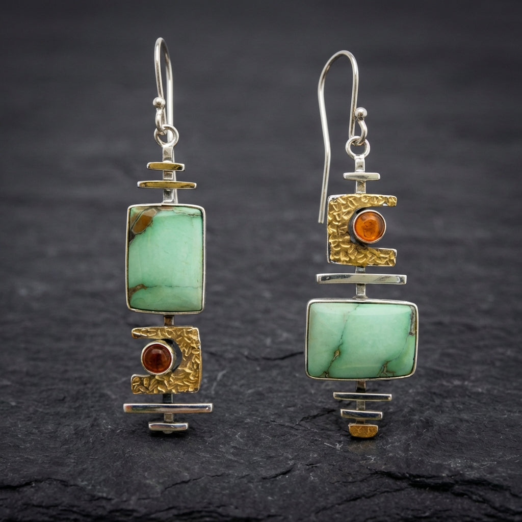 Vintage Green Old Stone Earrings