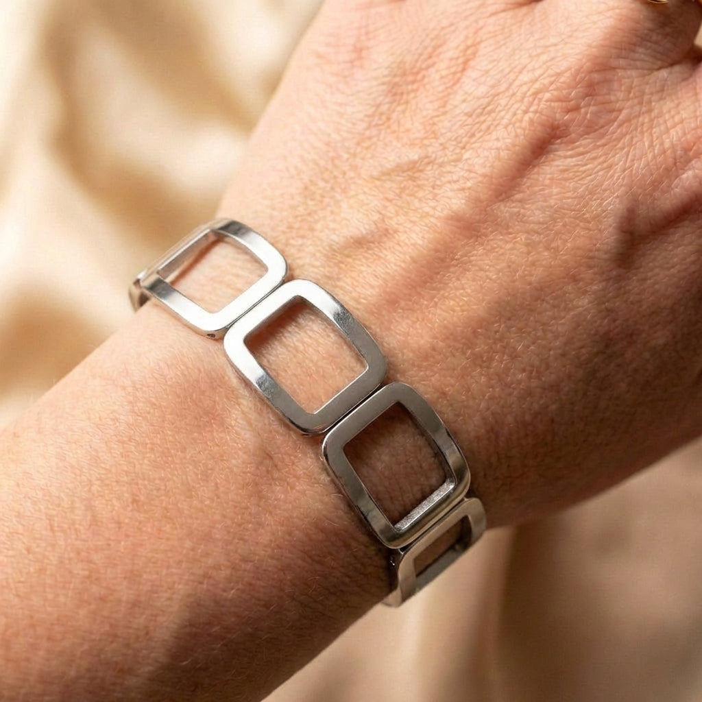 Hollow Cuff Bangle Silver Bracelet