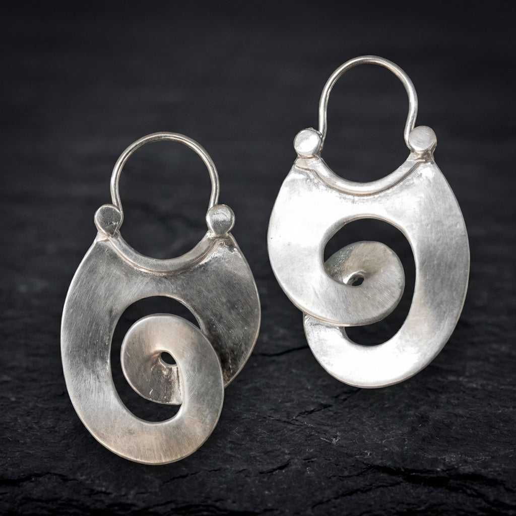 Vintage Irregular Form Silver Earrings