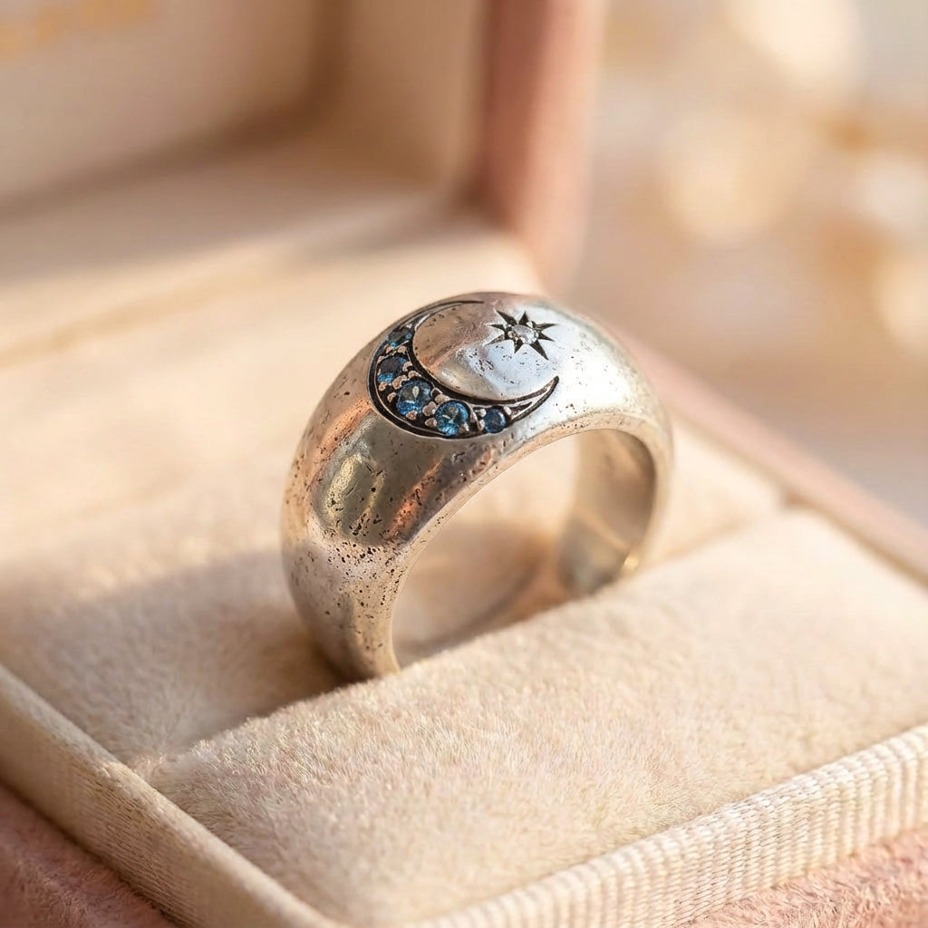 Vintage Moon Star Ring