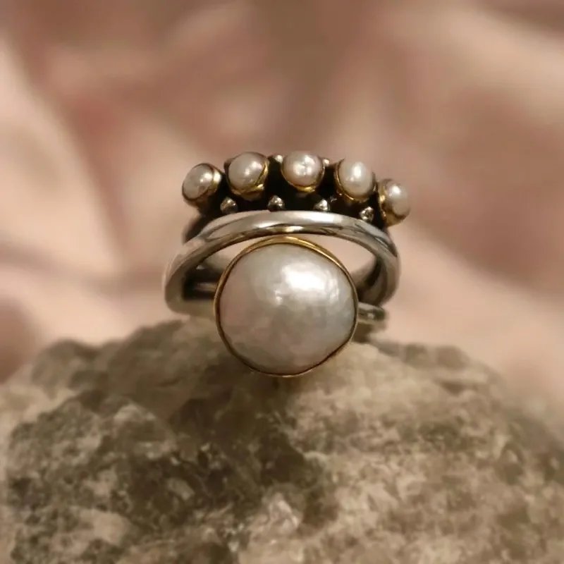 Vintage Pearl Crown Ring