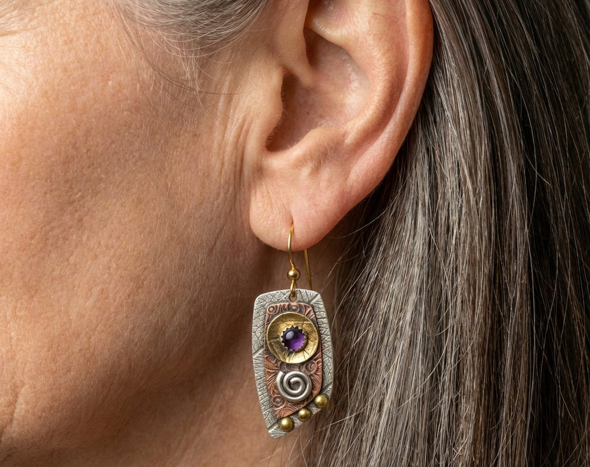 Purple Spiral Earrings
