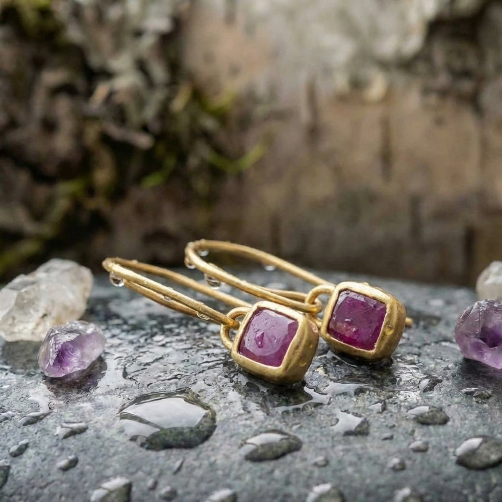 Vintage Purple Stone Earrings